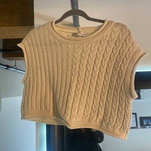Zara Cream Cropped Sweater Vest